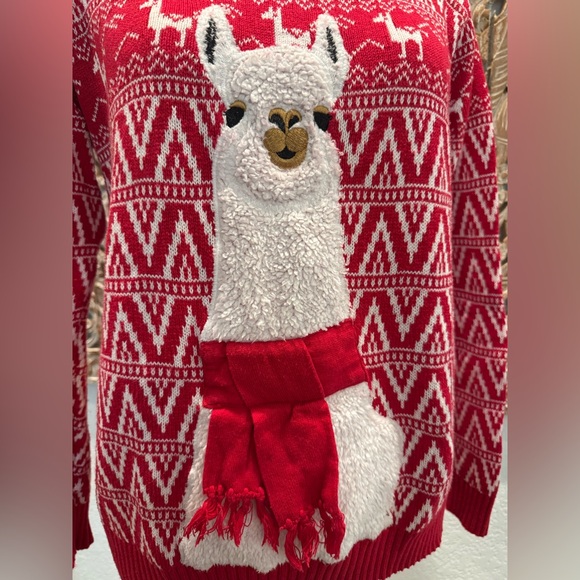 Carbon 100% Cotton Llama ‘Ugly’ Christmas Sweater, Adorable! - Picture 7 of 16